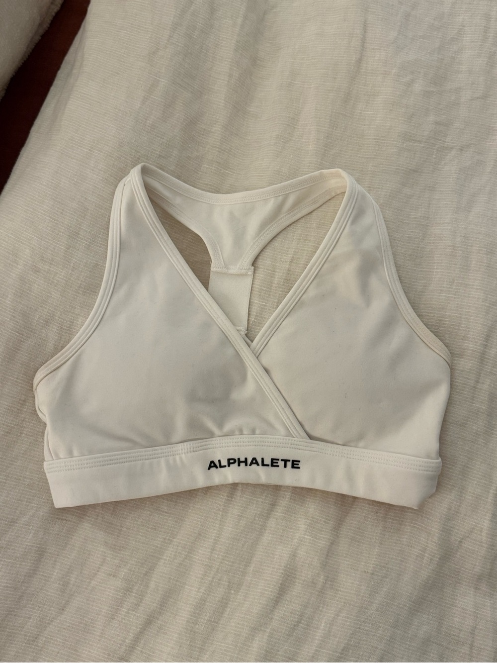 Alphalete Cream Cross-Front Racerback Sports Bra